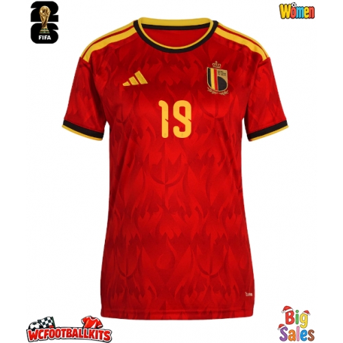 Belgium Diego Moreira #19 Replica Home Stadium Shirt for Women World Cup 2026 Short Sleeve
